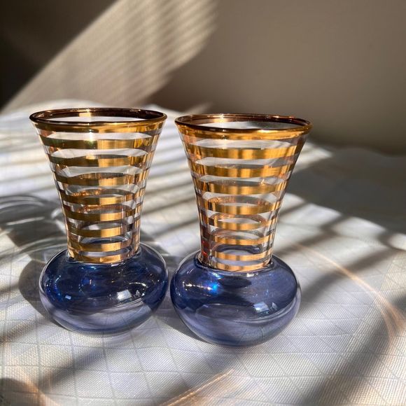 Bartlett Collins Vintage Mini Vases, 1940s Vintage Glass Mini Vases, Art Deco - Picture 2 of 10